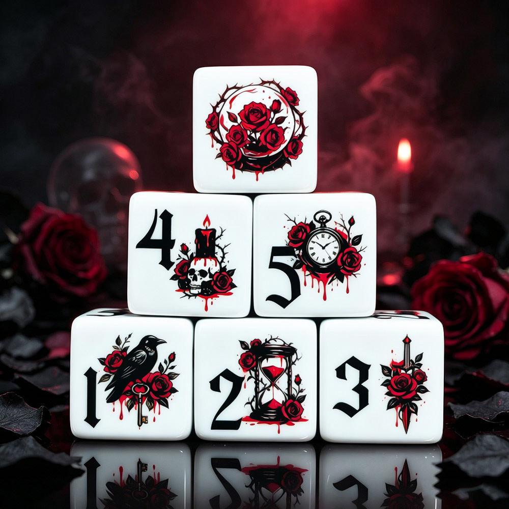 Board Game Live - 12 Adet Gotik Gül 16MM Baskılı