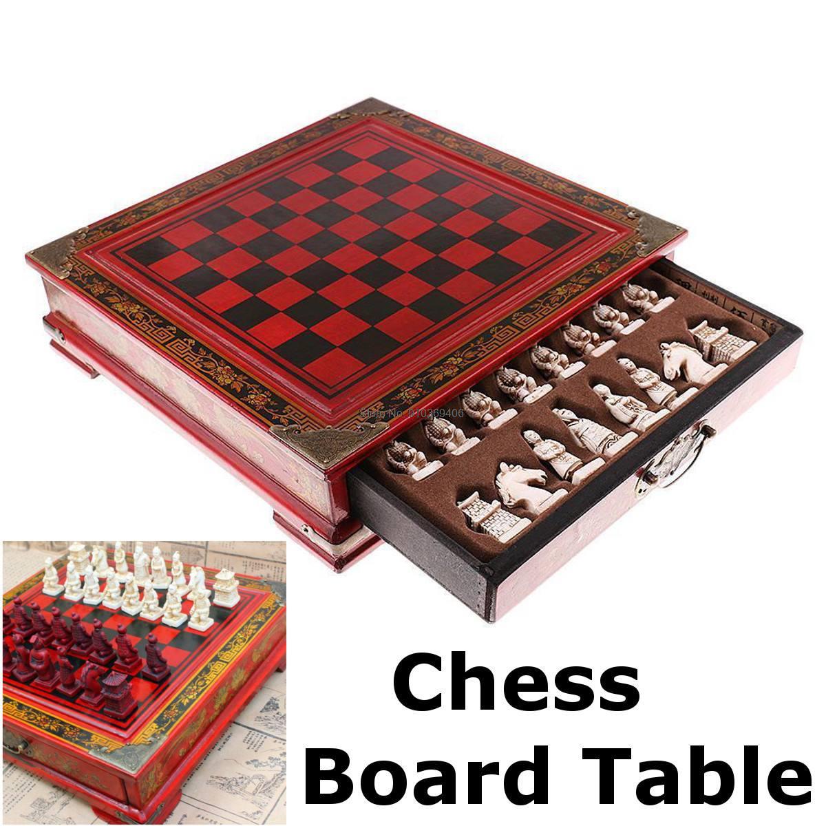 Magnetic Travel Chess - Klasik Çin Pişmiş Toprak Savaşçı Ahşap