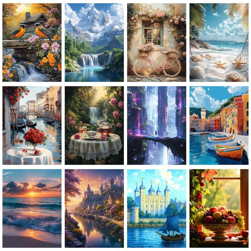 Jigsaw Puzzle Adult - Manzara Yağlı Boya Kağıt Yapboz Doğa